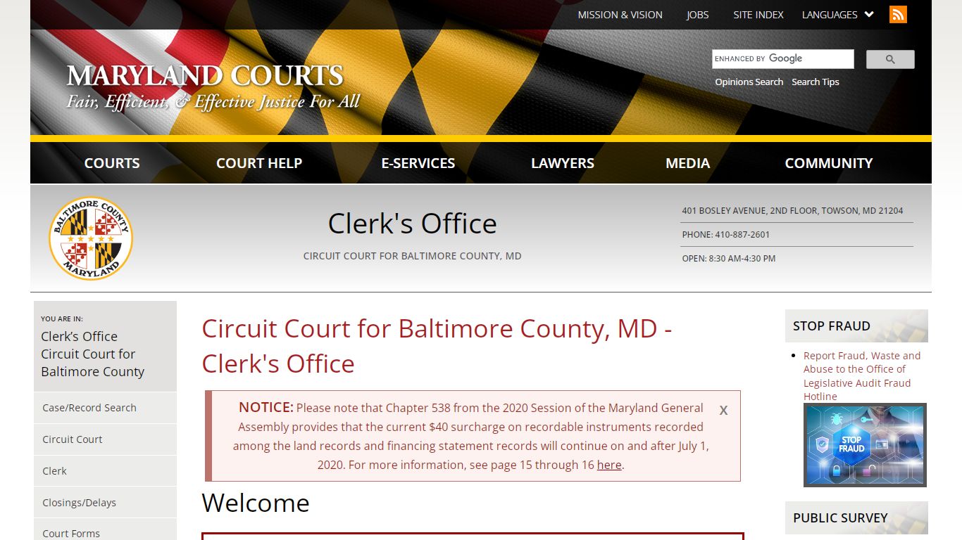 Circuit Court for Baltimore County, MD - Clerk's Office